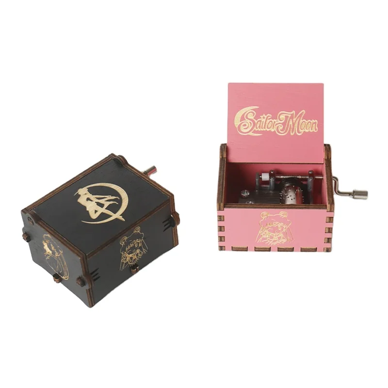 Small Cute Hand Crank Wooden Music Box Birthday/Christmas/Anniversary/Valentines Day for Lover, Girlfriend, Daughter, Mom