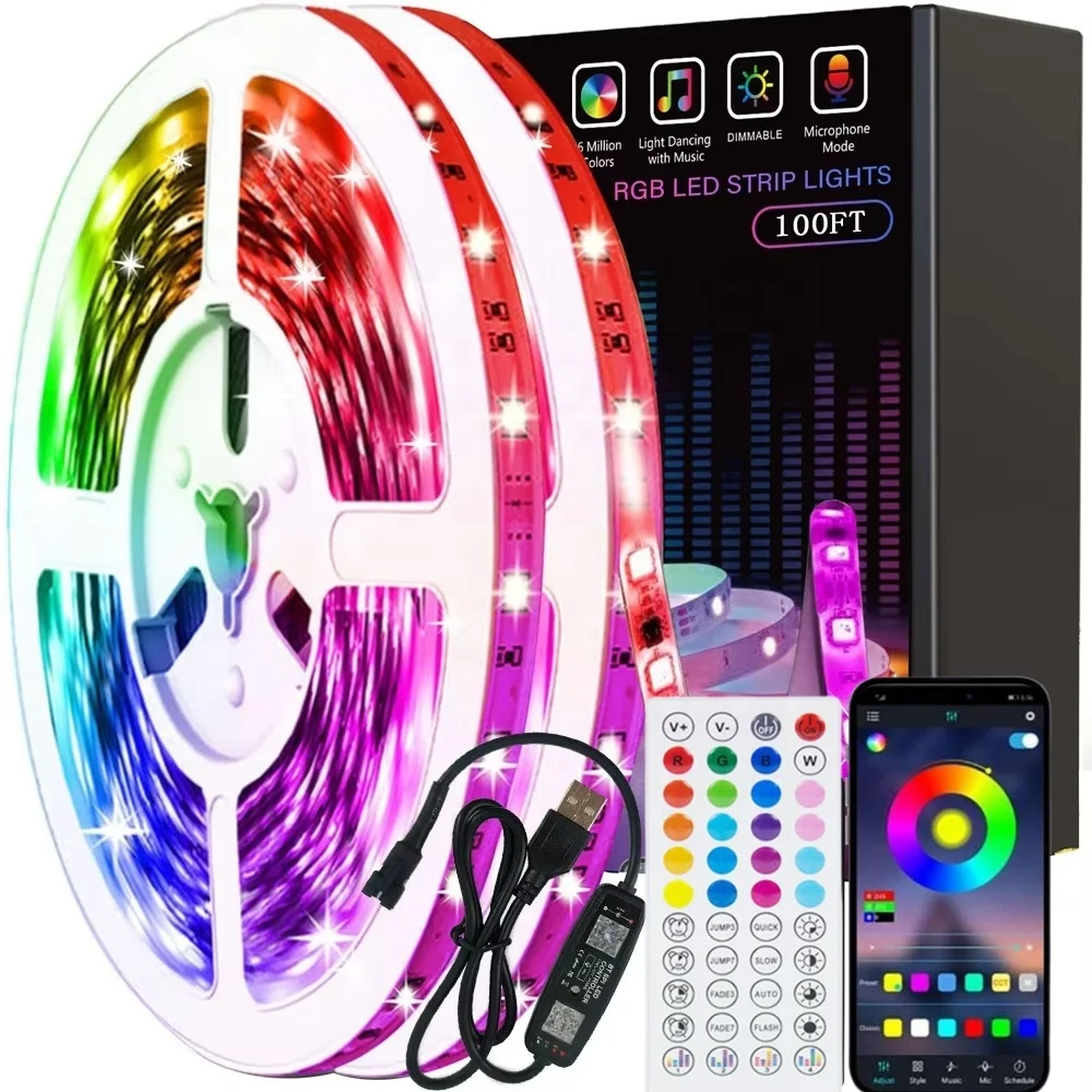 RGB светодиодные смарт-синхронизирующие цвета светодиодные полосы с удаленным светодиодным освещением для спальни, комнаты, телевизора, вечеринки