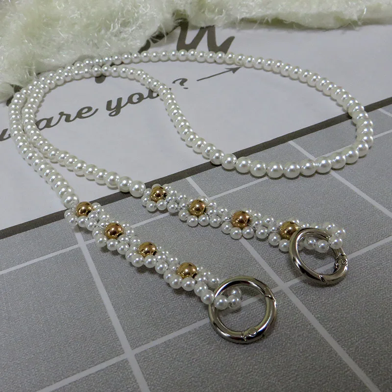 Imitated Pearl Bag Strap Belt Handles For Women Handbag,pearls chains tote chains chunky pearl chain for bag handle
