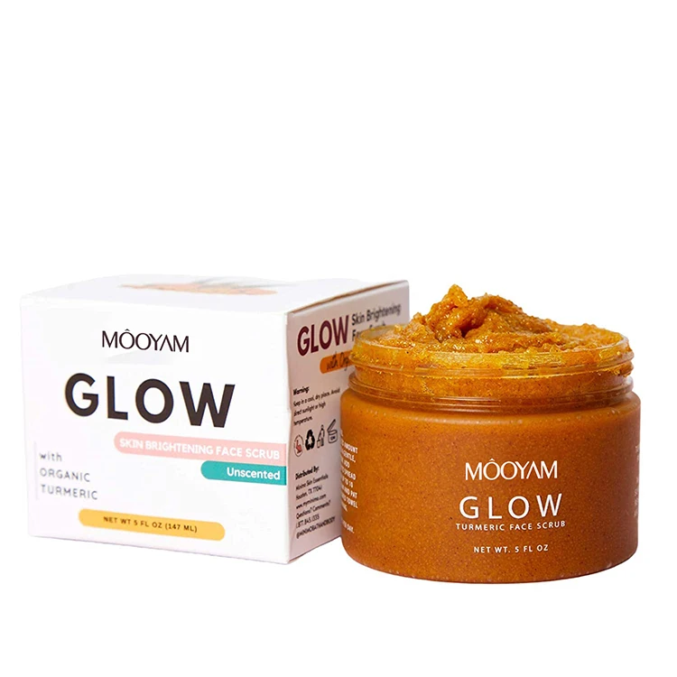 Skincare Beauty Gently Cleansing Glowing Sugar Turmeric Face Scrub Polish Exfoliating Reduce Acne Scars Dark Spots Facial Scrub