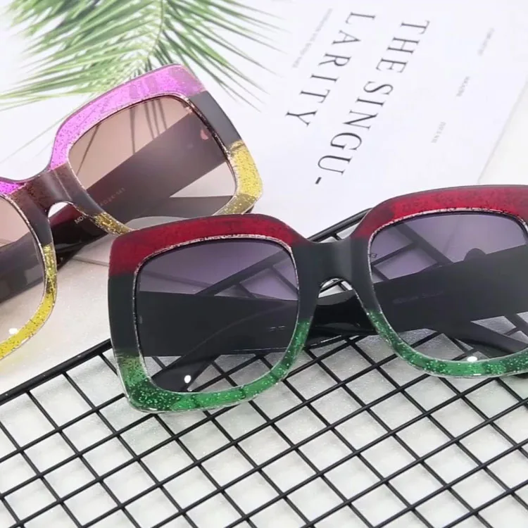 Fashion women girls colorful clear lens rainbow  small square frame shades sunglasses