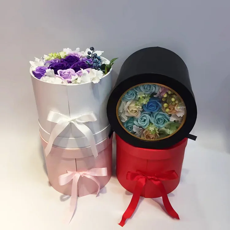 Cardboard Paper Round Makeup Wedding Flower Gift Box Packaging Roses Boxes