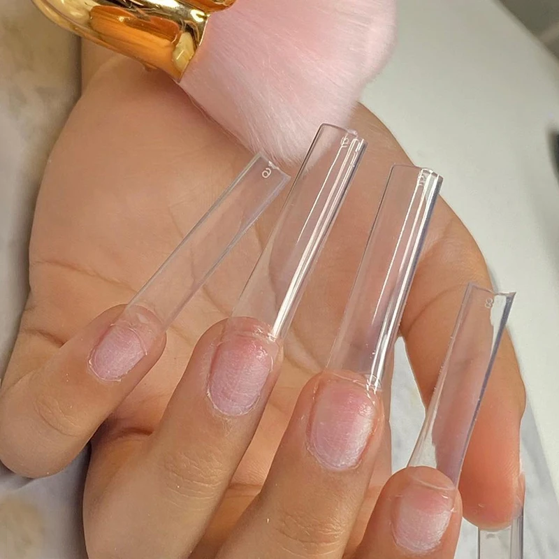 3XL Flamboyant Style  Extra Long Flat Square Acrylic Nail Tips Flatter Straight 500pcs No C-Curve Half Cover False Nails