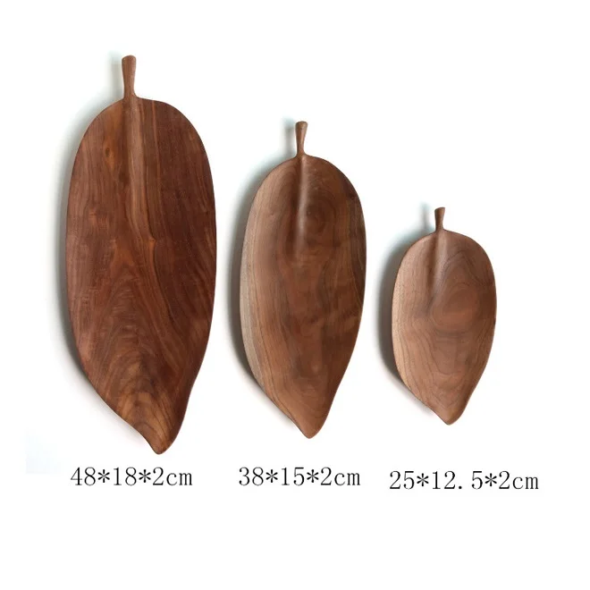 Modern creative wooden craft service tray leaf shaped tray fruit dried fruit snack tray