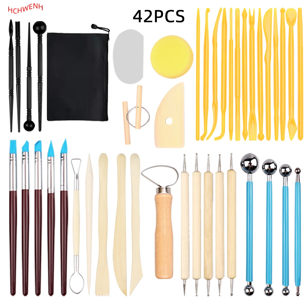 Huichuang Custom Clay Double End Stainless Steel Indentation Tool Wood Handle Pottery Sculpting Carving Tool Art Supplies