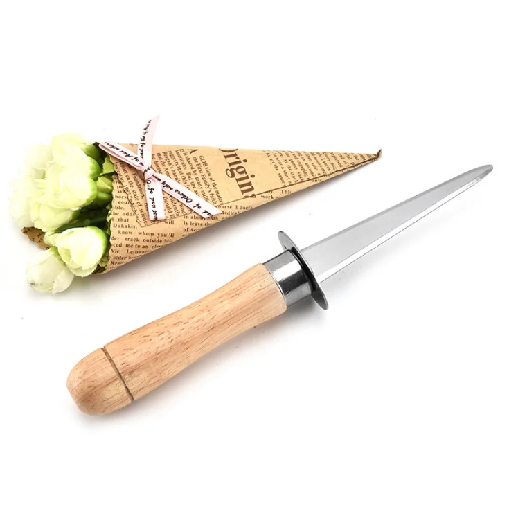 Oyster Clam Shucking Knife Opener With Wooden Handle For Seafood Kitchen Tools
