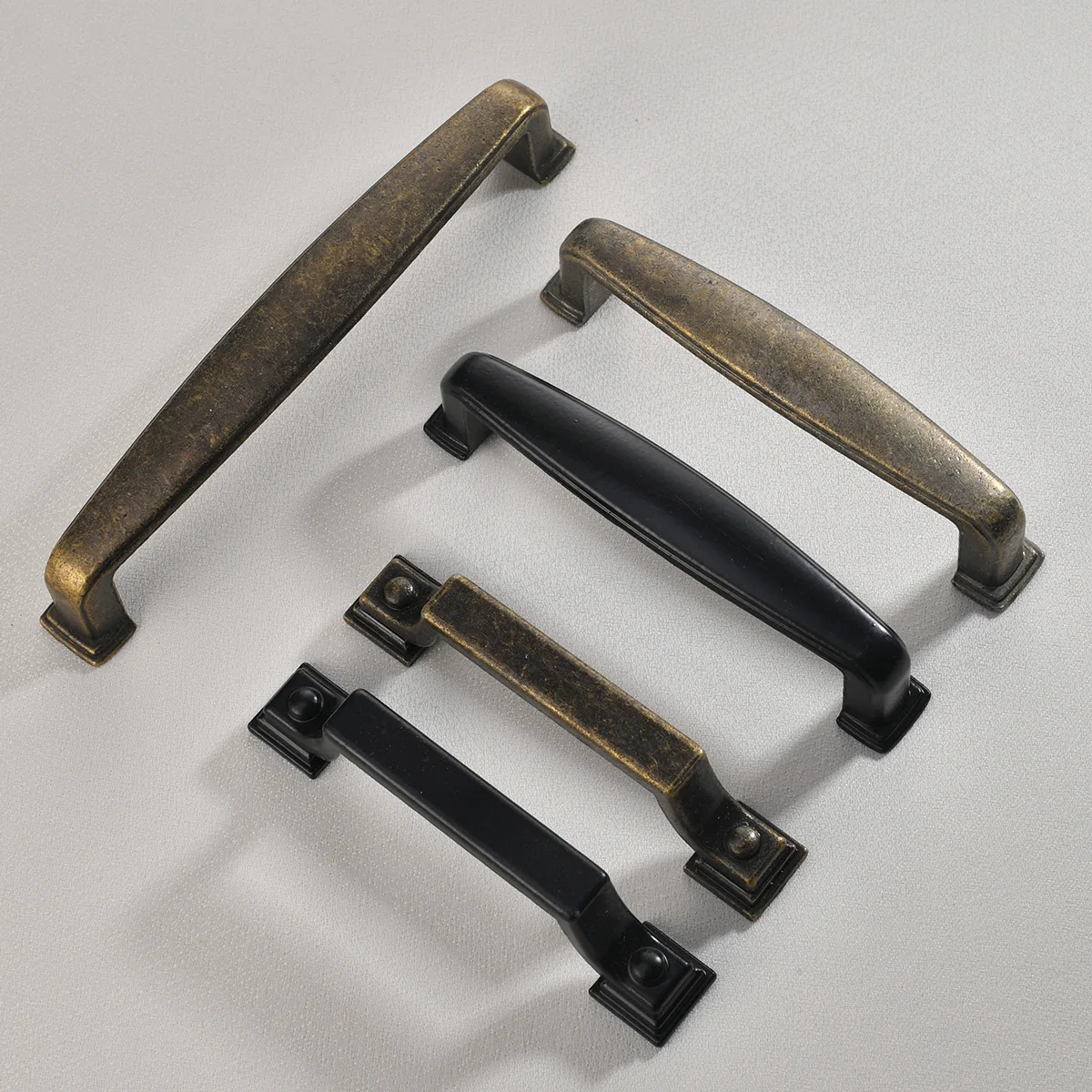 Drawer Cabinets Wardrobe Door Handle Accessories Style Three Fixed Antique Zinc Alloy New Chinese Iron Kitchen Furniture Handle