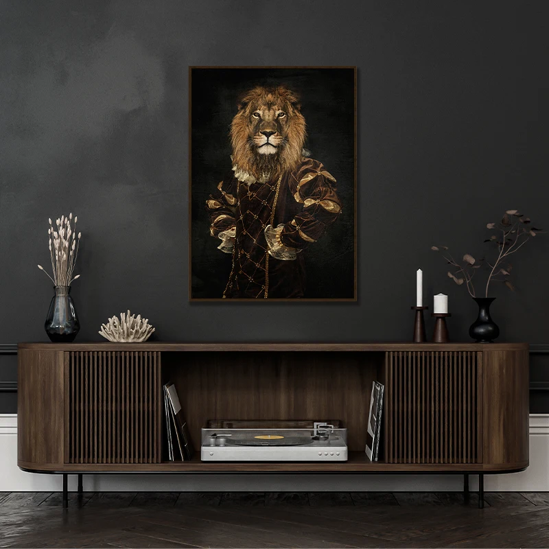King Lion Canvas Art Painting By Numbers Bar Wall Art for Room Home Decor Graffiti Portait Framed Canvas