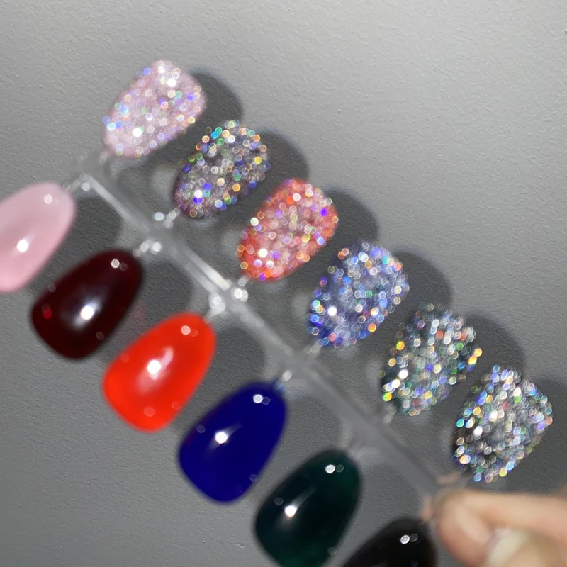 MIUKIULA High persistence Colored Laser Dazzling Diamond Top Coat Gel Nail Polish For Nail Art Custom Logo