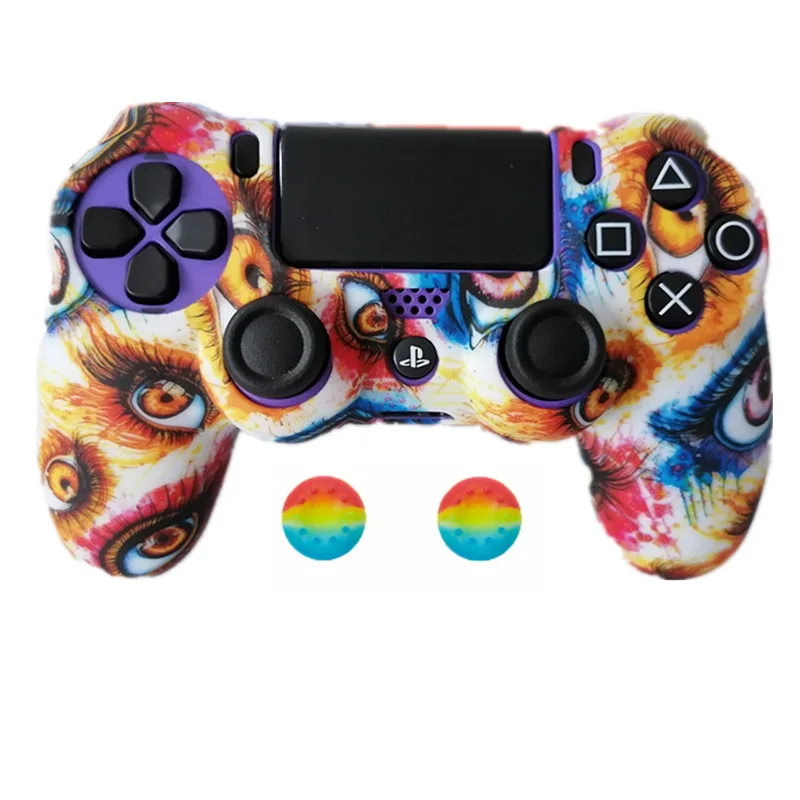 
Silicone Cover Skin Case for Sony Play Station Dualshock 4 PS4 Pro Slim Controller+ 2 Thumb Stick Grips 