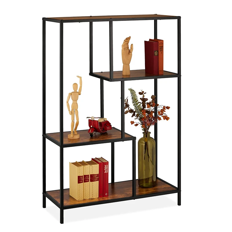 Cheap Stable wooden library bookcase bookshelves iron wood arched antique bookcase modern design