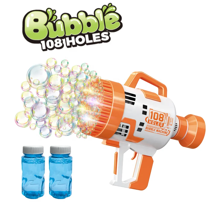 Electric Rich Bubbles 108-hole Bubble Machine Gun, Blowing Blaster Soap Bubble Maker For Wedding, Party, Kids