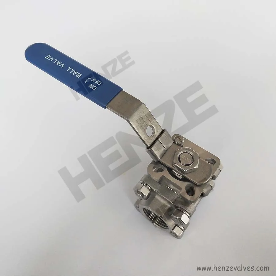 3 pieces Stainless steel Ball Valve with direct mounting pad ISO 5211