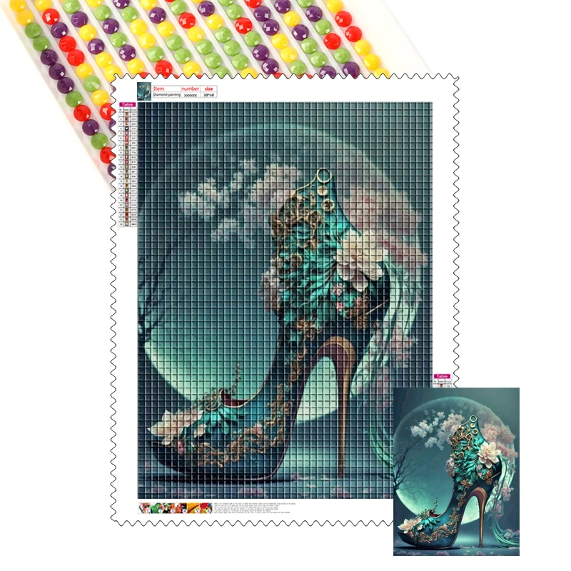 2024 New 5d Diamond Painting Custom Resin Exquisite Heels, Traditional Mystery Style Fairy Dust Diamond Painting for Adults Gift