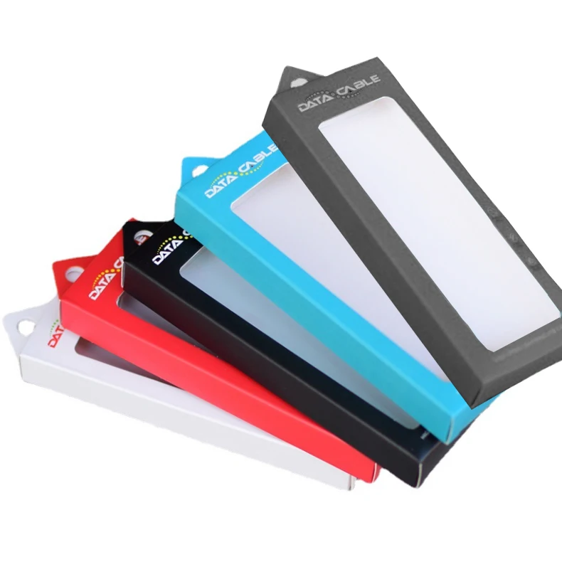 Custom Recycle Paper Boxes With blister tray Electronic Products Usb Cable Packaging Box With Windos