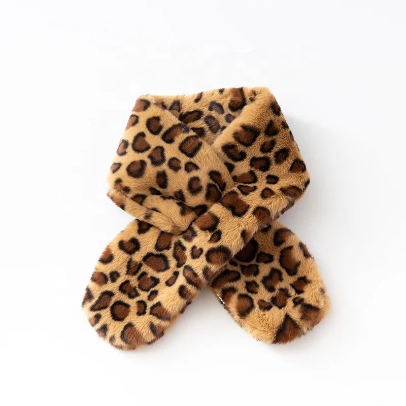 Winter Faux Rabbit Fur Collar Scarves Tiger Skin Pattern Plush Neck Scarf