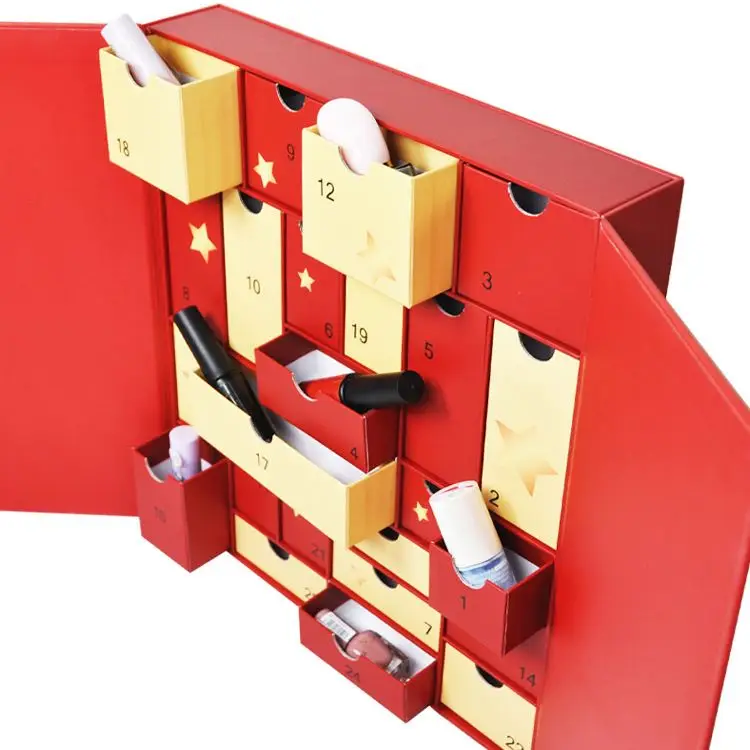 2022 New Products Custom Printing Huge Beauty Box Cardboard Paper Makeup Box Cosmetic New Year Holiday Advent Calendar 30 Days