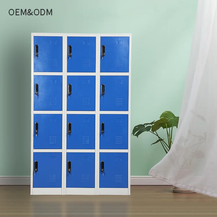 12 Door Steel Lockers For School Gym Bench Locker Room Metal Lockers Room Storage Cabinet