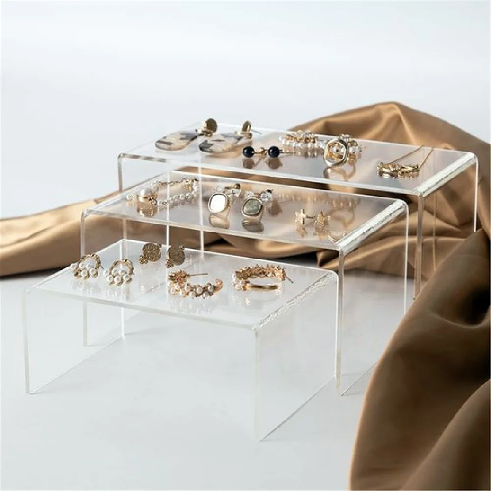 Clear Acrylic Jewelry  Display Rack Plexiglass U shape Display Stand multi purpose acrylic cartoon character display step racks