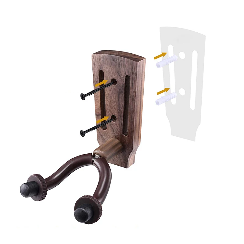 Reusable 2 pack wooden wall mount guitar hanger for home studio wall