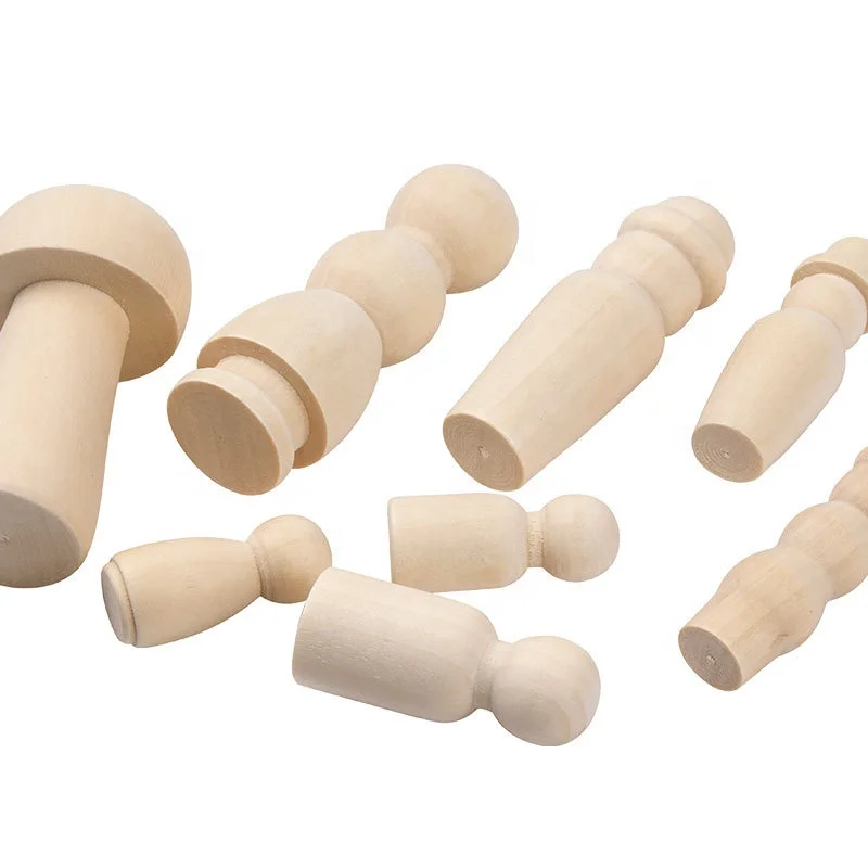 wholesale 42pcs unfinished wood peg dolls wooden diy doll family