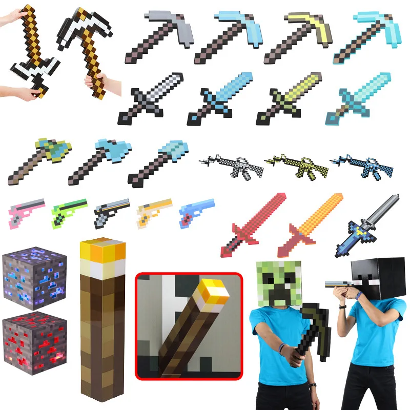 New 37 style My World weapon Model Sword Mosaic pixel toys Sword EVA froth Kids Toys Sword