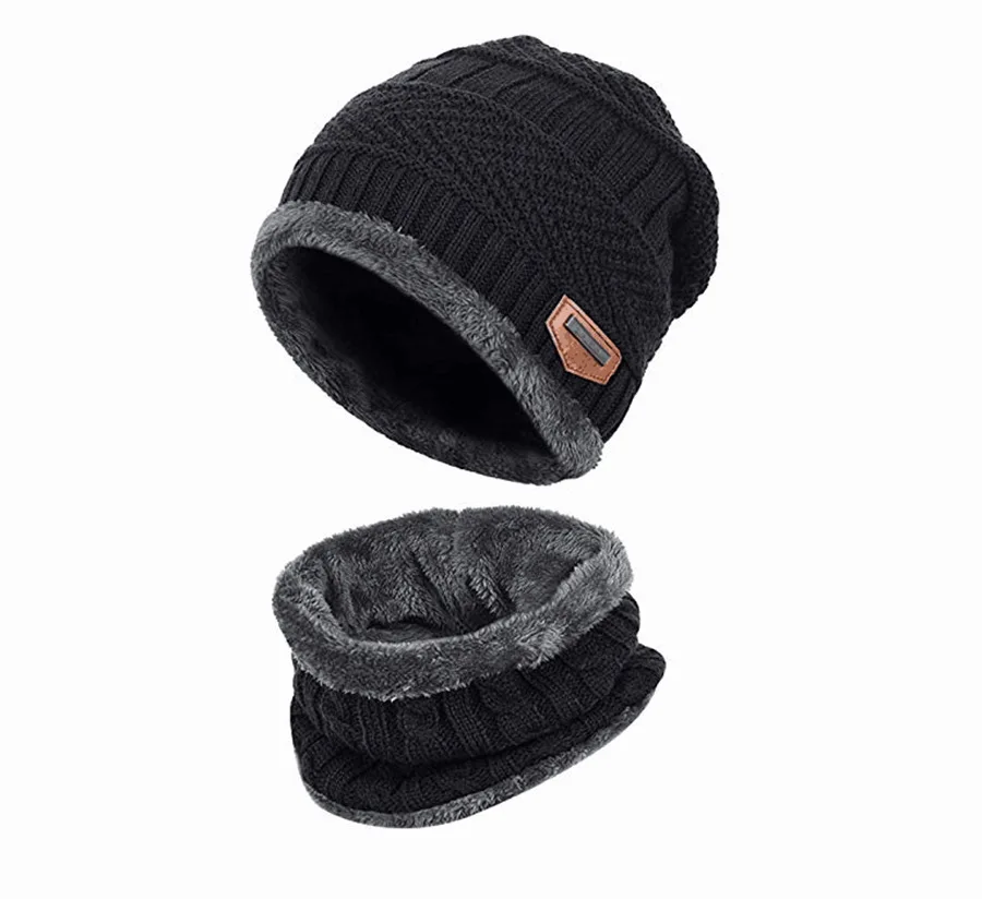 Winter Beanie Hat Scarf Hiking Climbing Skiing Warm Knit  Beanie Hat for Men Women