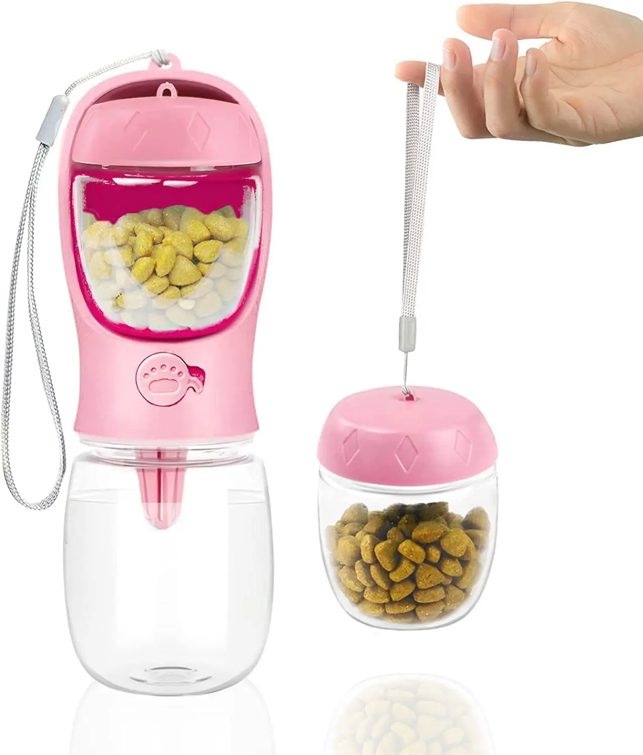 Cats water bottle feeder and drinking 2 in 1 multiple function pets bottle outdoor plastic pets feeder bowl and drinking bottle