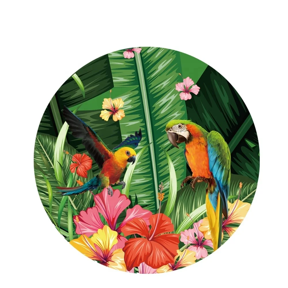 Colorful parrot tropical green plant plate  home kitchen plate western food plate