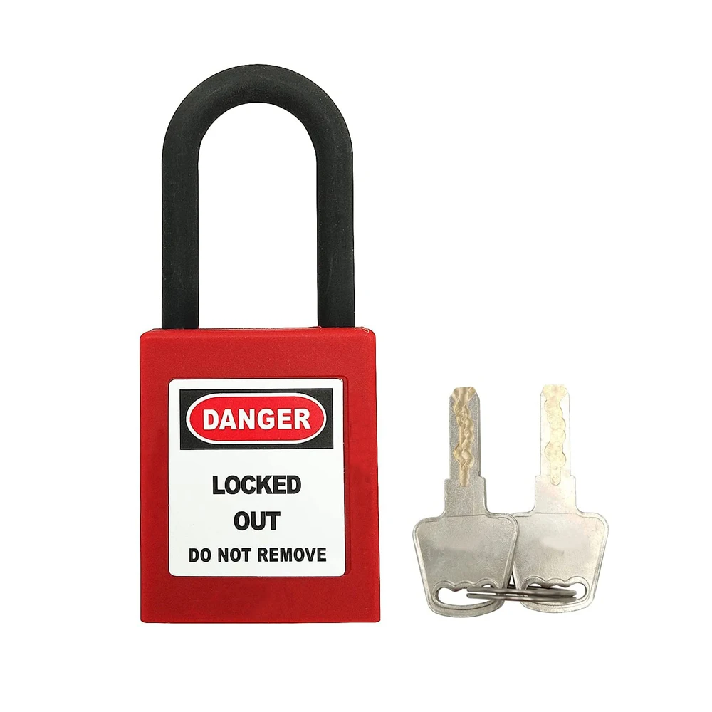 38mm Industrial High Security Plastic Cover Key Code Nylon Safety Lockout Padlock Double Lock