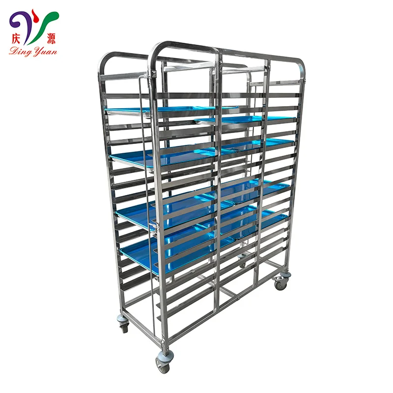 Custom multilayer bakery drying tray kitchen stainless steel single row rack cake trolley with wheels