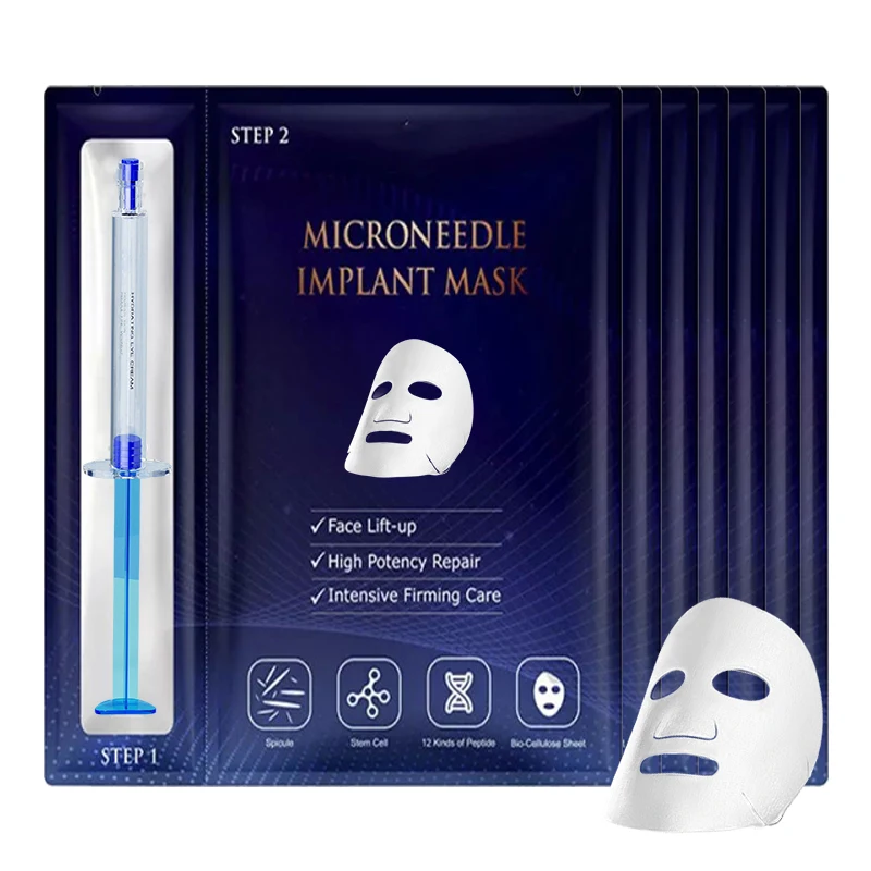 Private Label Stem Cell Peptide Collagen Bio Microneedling Face Sheet Mask Microneedle Implant Mask For Acne Treatment