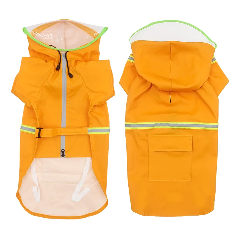 Whole sale Large reflective clothes pet dog rain coat jacket luxury outdoor waterproof raincoat for large dogs
