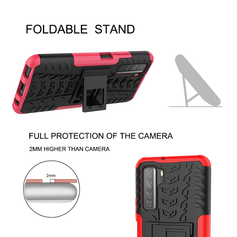 Гибридный противоударный чехол для телефона с подставкой Huawei P40 Lite прочный защитный чехол-бампер