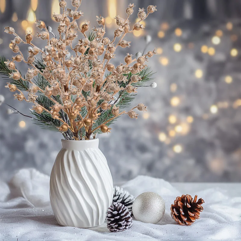 New Year North American Red Holly Fruit with Berry Christmas Decoration Small Red Fruit  For Wedding Christmas Home