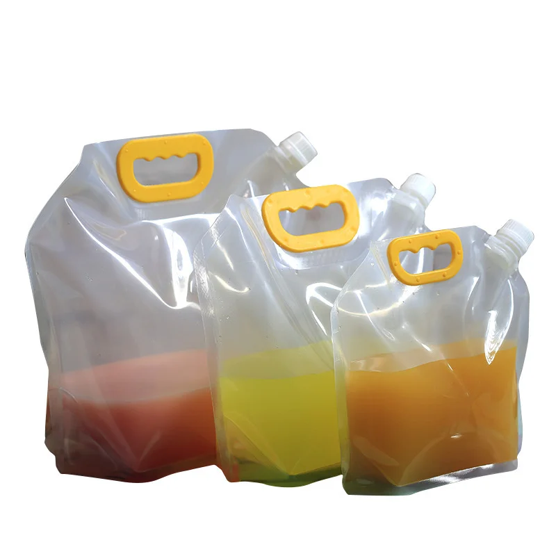 Outdoor Foldable Portable Kangen Liquid Beer Drinking Spout Pouch 5L 10L Plastic Juice Water Bag With Handle