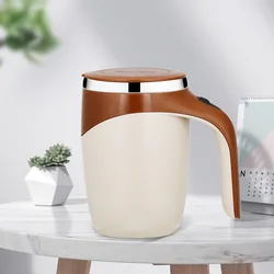 wholesale double wall stainless steel automatic Mixer Cup mug magnetic coffee with handle lid