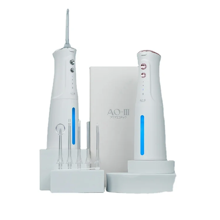 Portable  IPX7 Waterfloss Rechargeable Water Flosser Cordless Dental Irrigator Oral Teeth Cleaner with 4 Function Nozzles