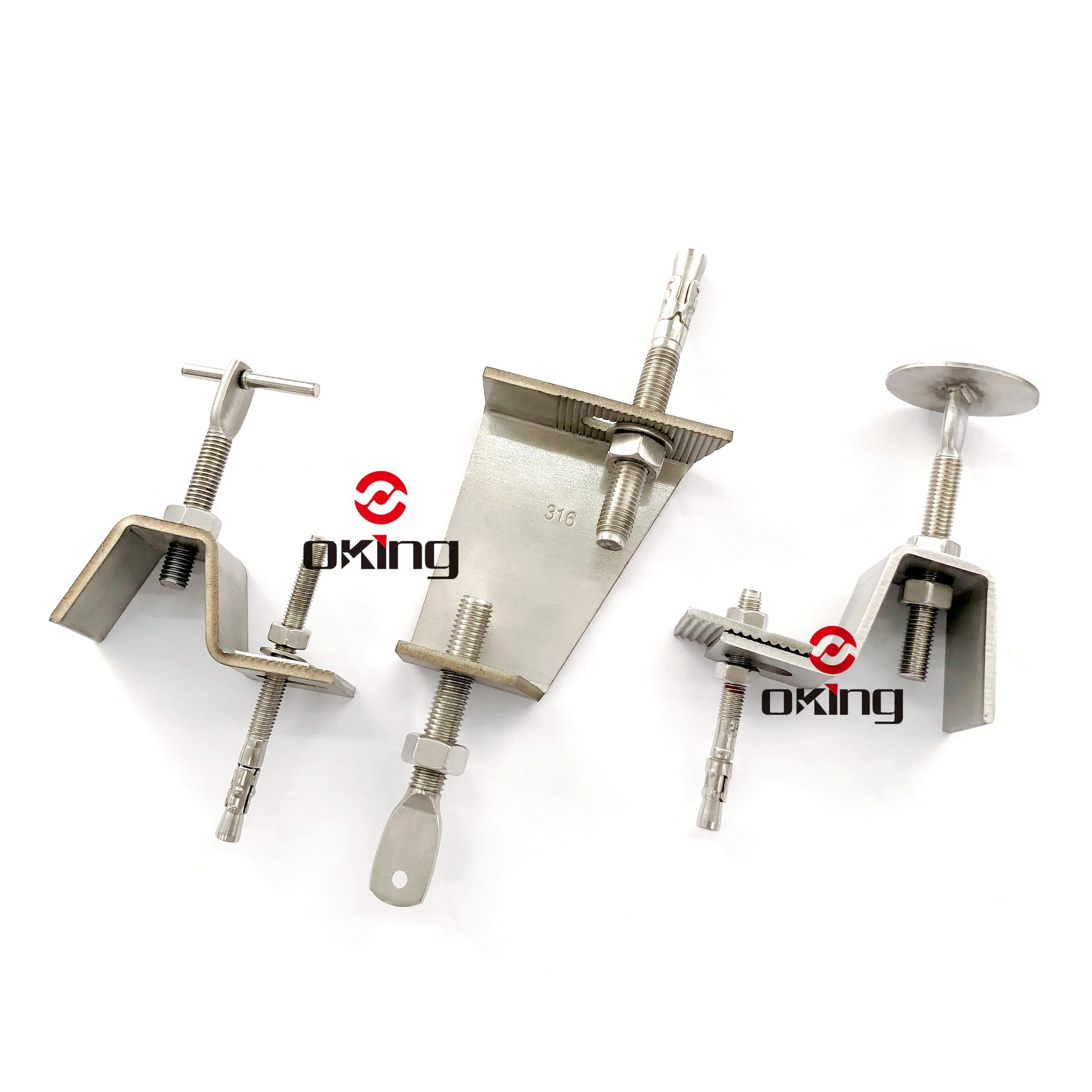 Stainless steel C bracket stone mounting fixing system can be adjusted and customized