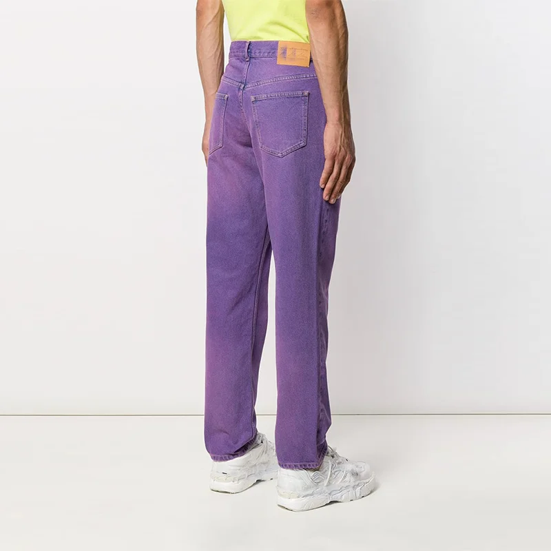 New Fashion  Denim Acid Washed  Effect  Straight Fit Jeans Casual Trousers Mens