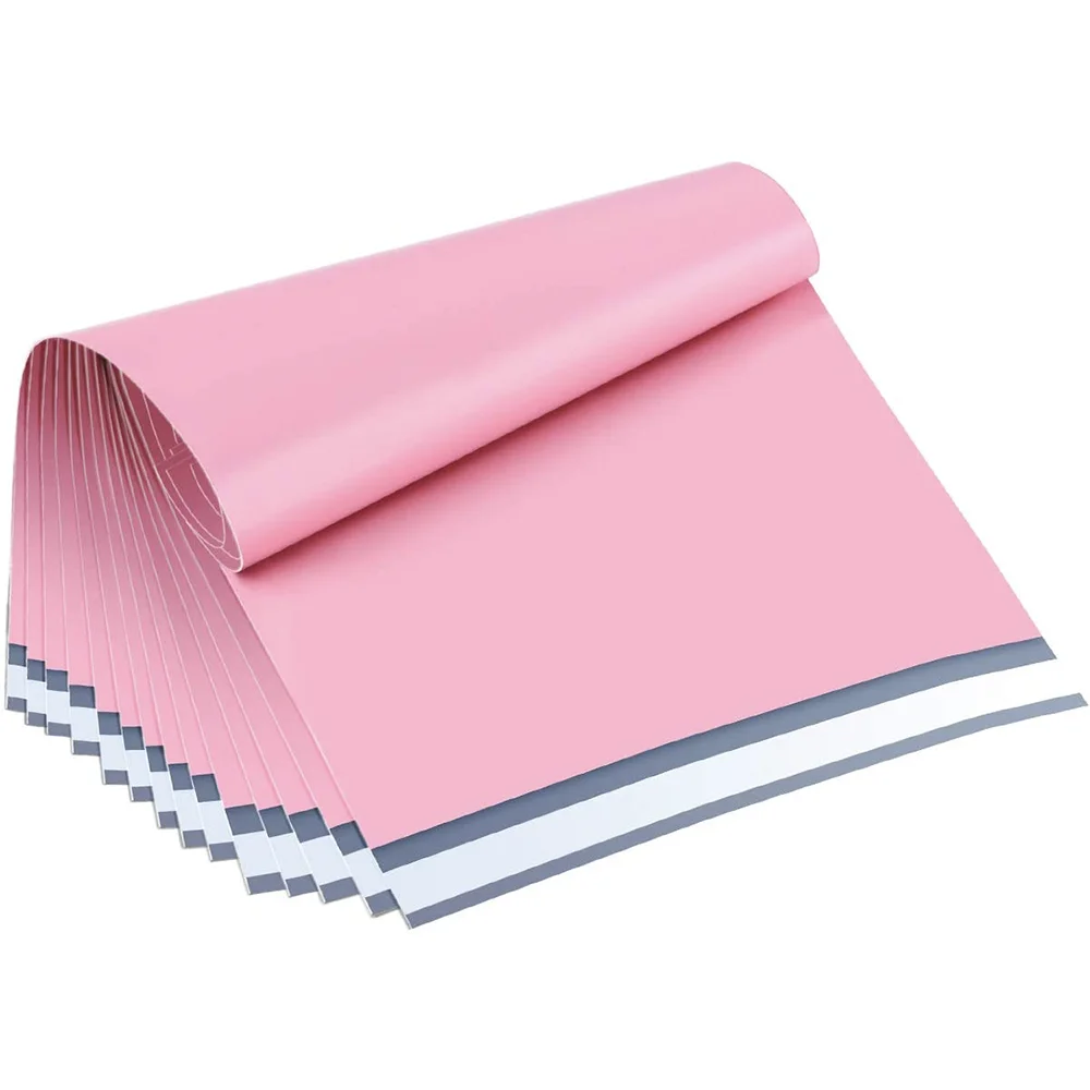 
Custom logo 100% biodegradable waterproof light pink express courier bag 