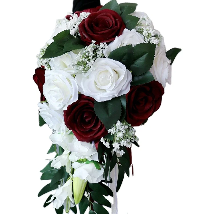 Bridal bouquets wedding artifical silk rose head wholesale floral supplies