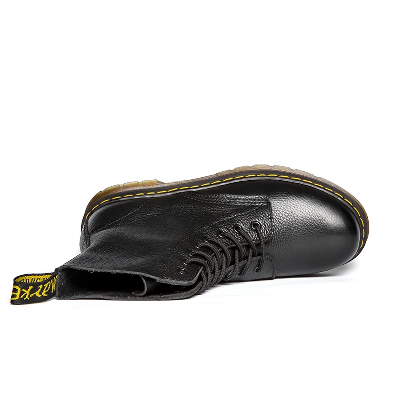 Womens Mens Black Boots Cow Leather Upper PVC Sole