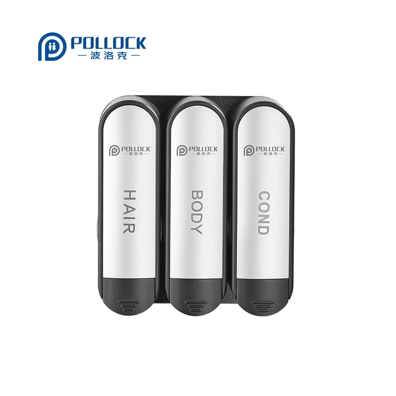 3 chamber abs wall mounted cute blacksoap dispenser for toilet