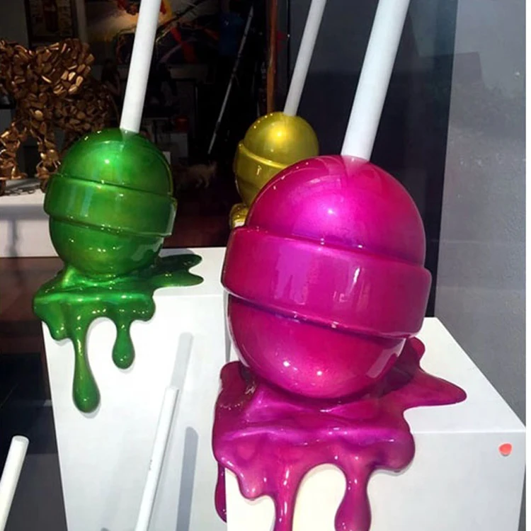 Pop Art Sculpture Candy dripping style art fiberglass Giant Candy lollipop sculpture for sale