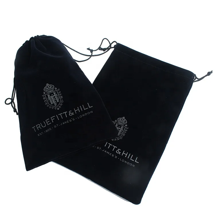Custom Design Printing Logo Luxury Velvet Fabric Bags with Drawstring