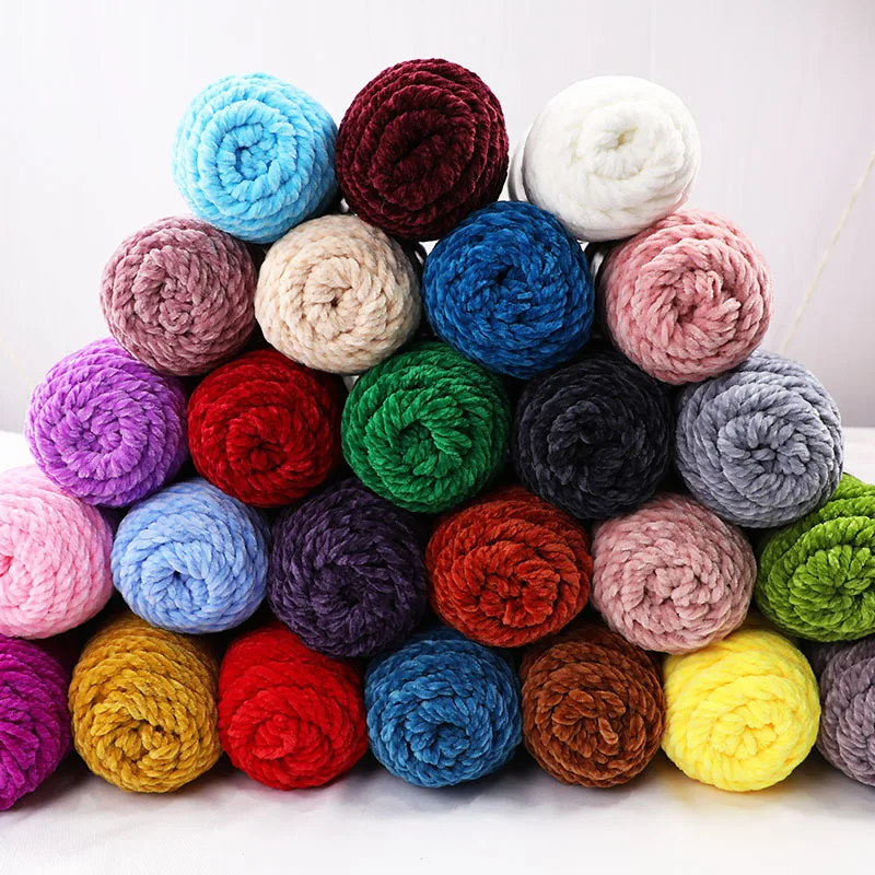 Dimuni Wholesale 19 Colors 3ply twist 200g Chenille Velvet Yarn For Crochet