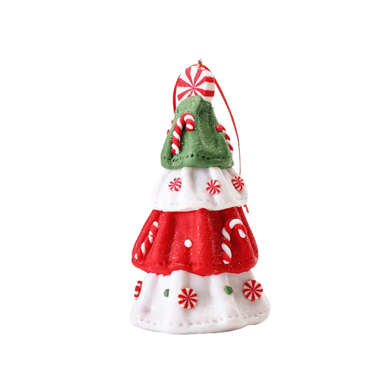 Desktop Christmas Ribbon Tree, Peppermint Candy Cane Christmas Tree Stripes Table Centerpiece,Candy Christmas Tree