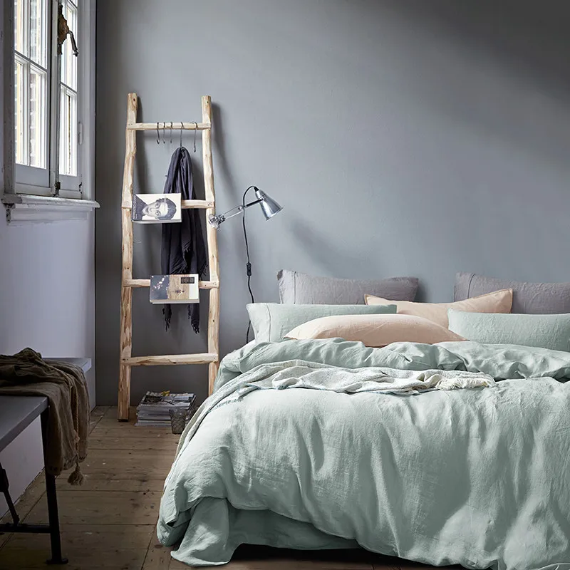 Nature Vintage sheet set flax linen bedding jogo de cama hemp edredones 4-piece bedding set