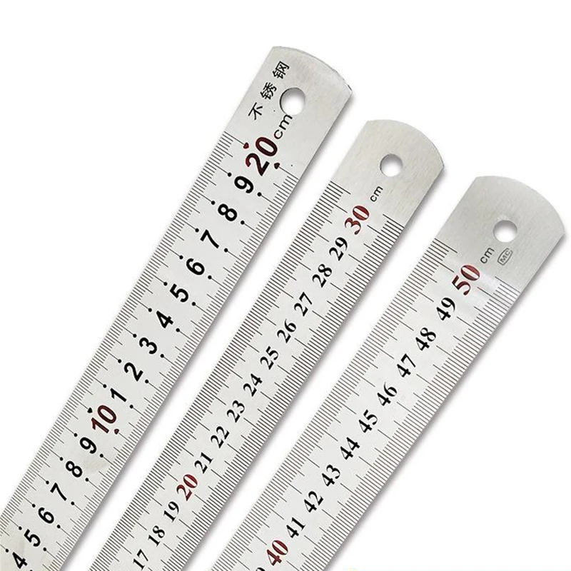 Pottery School Office Tools Stainless Steel Ruler 8 Inch 12 Inch 20 Inch Straight Ruler Metric Clear Measuring Tool Metal Ruler